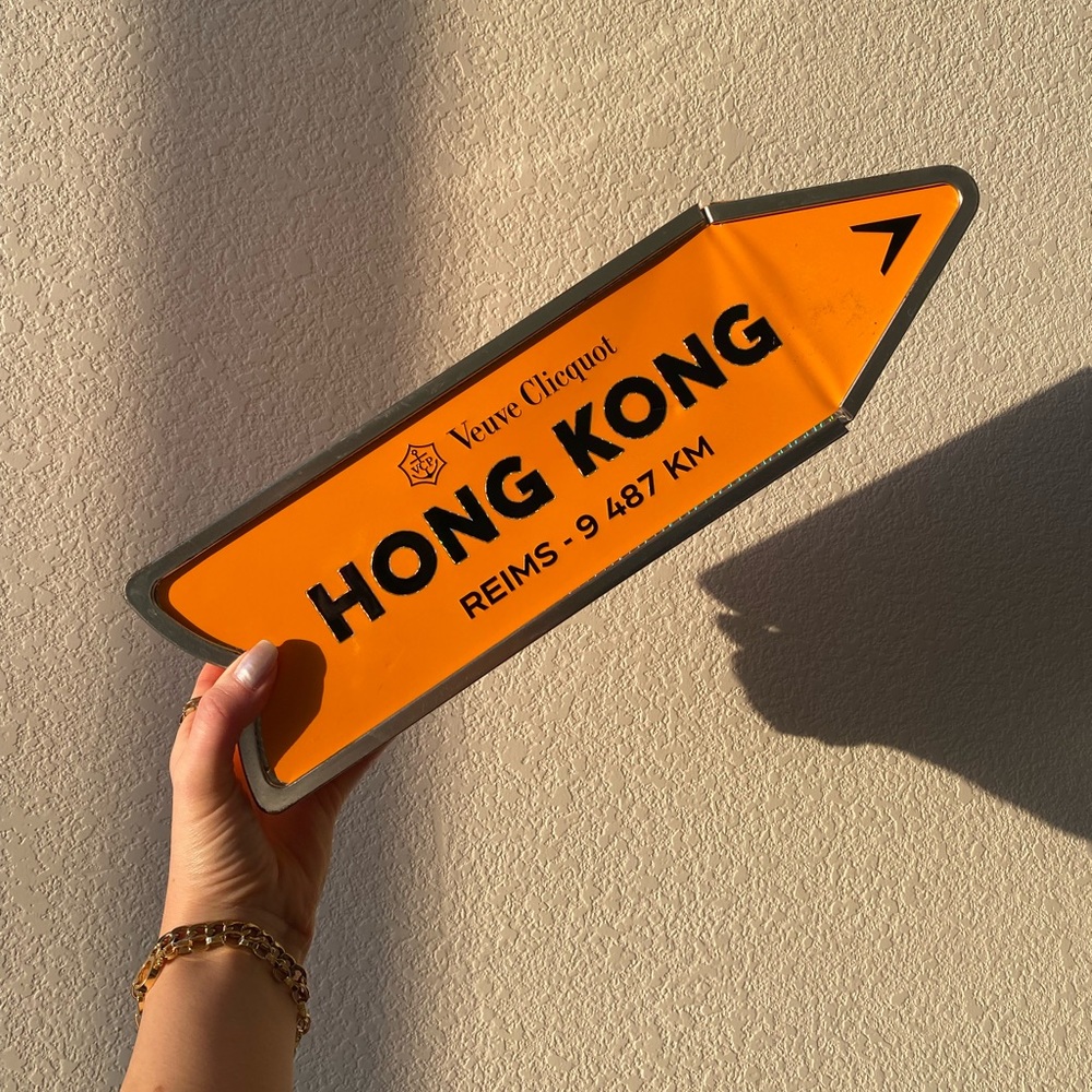 VEUVE CLUQUOT STREET SIGN ARROW HONG KONG